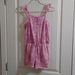Justice children girl romper L 10/12 purple pink tie dye stripes pattern